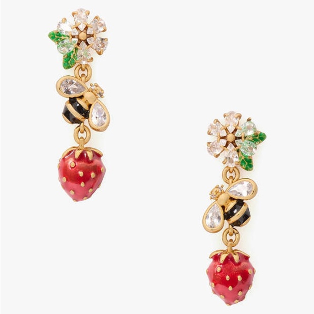 NWT Kate Spade Strawberry Fields Statement Earrings Strawberry and Bee